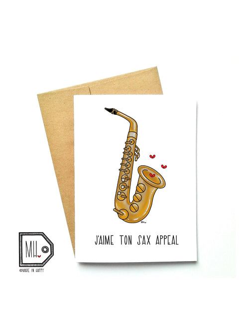 Carte de souhaits - J'aime ton sax appeal