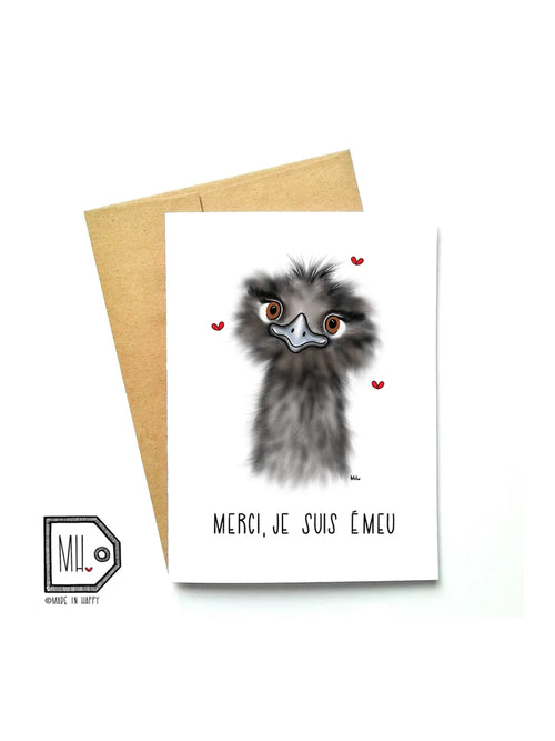 Carte de souhaits - Merci, je suis émeu