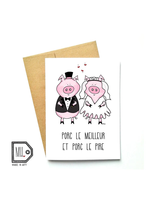 Carte de souhaits - Porc le meilleur et porc le pire