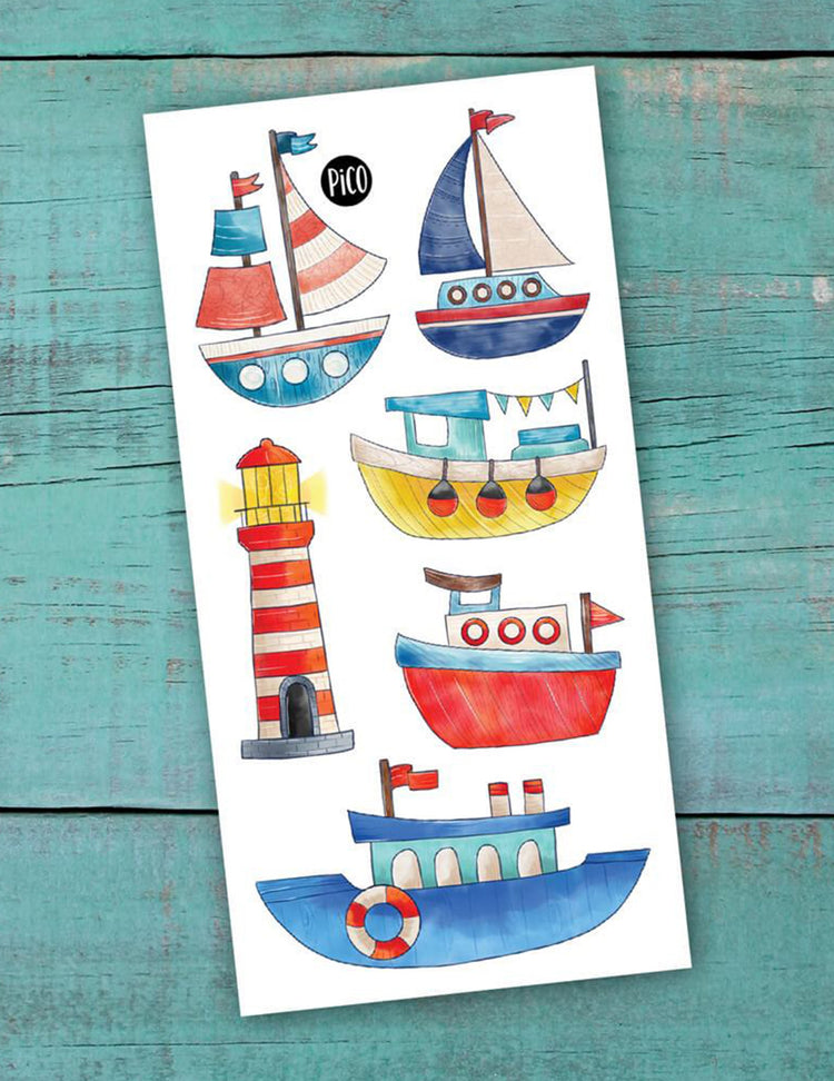 Tatouages temporaires pour enfants. Les bateaux. Vendus chez Tah-dah !