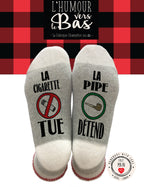 Bas de laine humoristiques - La cigarette tue, la pipe détend !