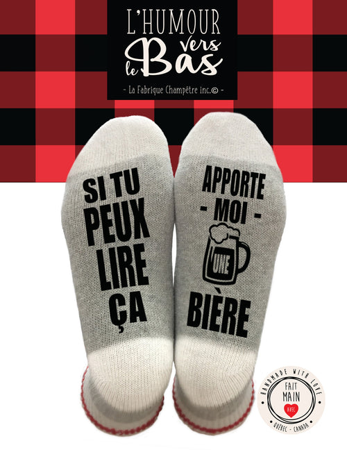 Bas de laine humoristiques  - Si tu peux lire ça, apporte-moi une bière!