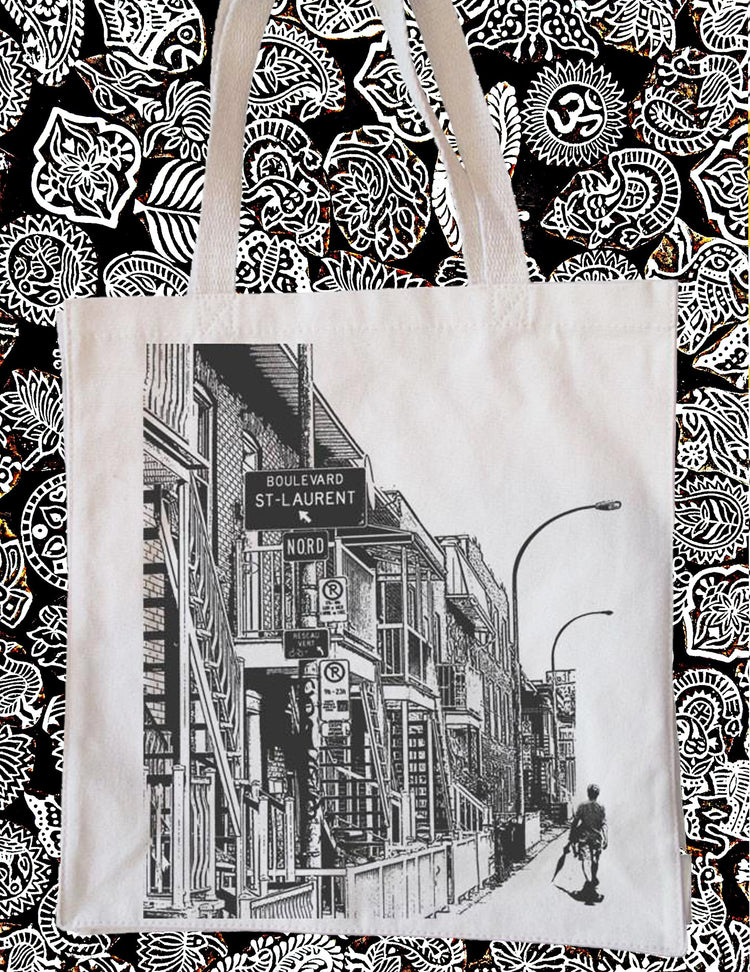 Rendez vos emplettes plus stylées avec ces sacs réutilisables. Boulevard Saint-Laurent gris. Vendus chez Tah-dah !
