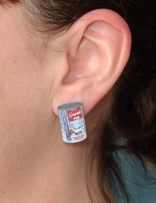 Boucles d'oreilles sirop d'érable. Vendues chez Tah-dah !