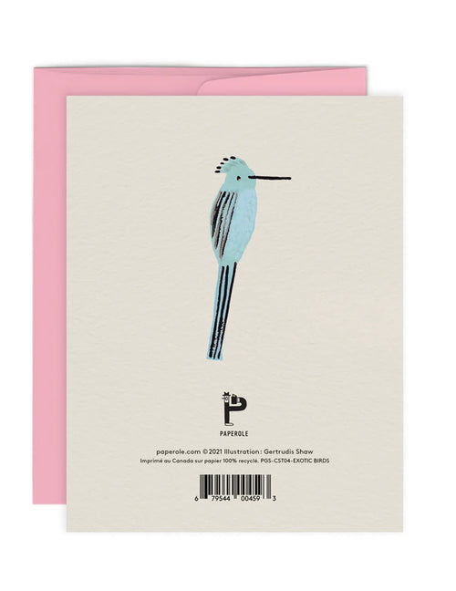 Carte de souhaits - Oiseaux Exotiques. Vendu chez Tah-dah !