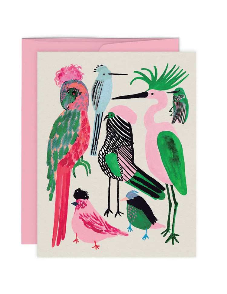 Carte de souhaits - Oiseaux Exotiques. Vendu chez Tah-dah !