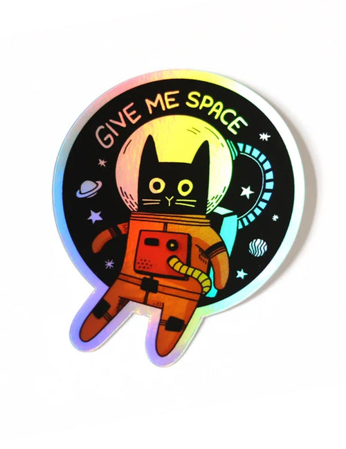 Des aimants et des autocollants pour tous les goûts !  Chatstronaute holographique. Vendus chez Tah-dah !