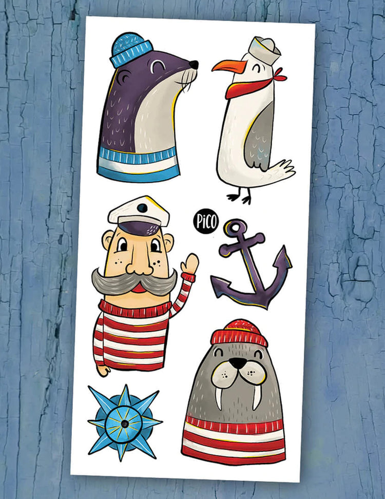 Tatouages temporaires pour enfants. Le capitaine. Vendus chez Tah-dah !