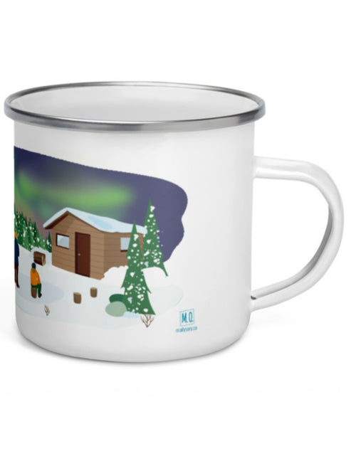 Tasse en émail région du Québec - Le Nord-du-Québec. Vendue chez Tah-dah !