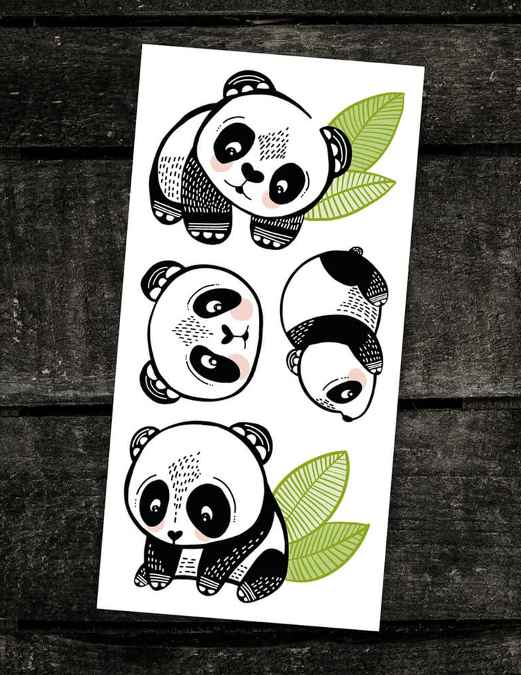 Tatouages temporaires pour enfants. Pandas sympas. Vendus chez Tah-dah !