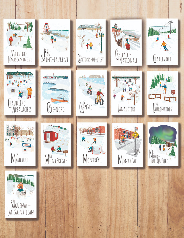 Paquet de 15 Cartes postales - Québec en Hiver. Vendues chez Tah-dah !