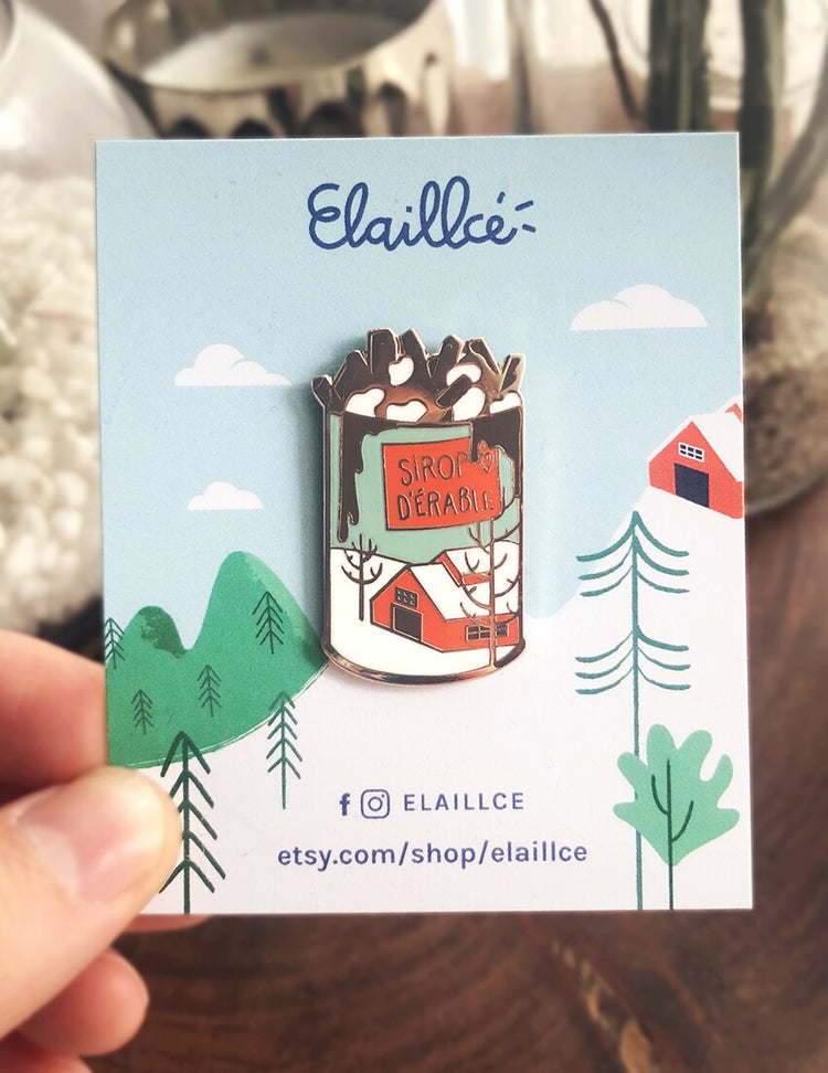 Épinglette - Sirop à la poutine. Vendue chez Tah-dah !