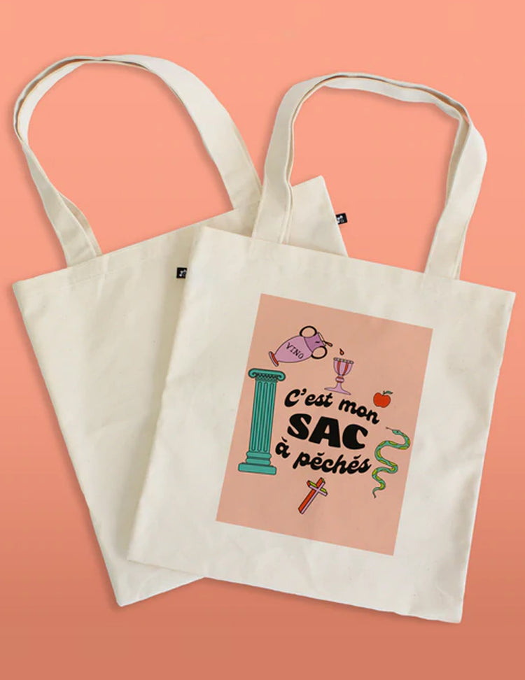 Sac réutilisable - Sac à péchés. Vendu chez tah-dah !
