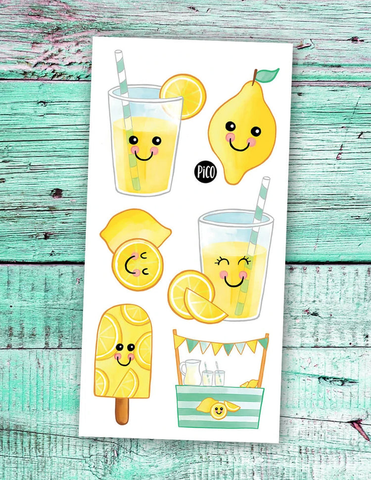 Tatouages temporaires pour enfants. Les limonades. Vendus chez Tah-dah !