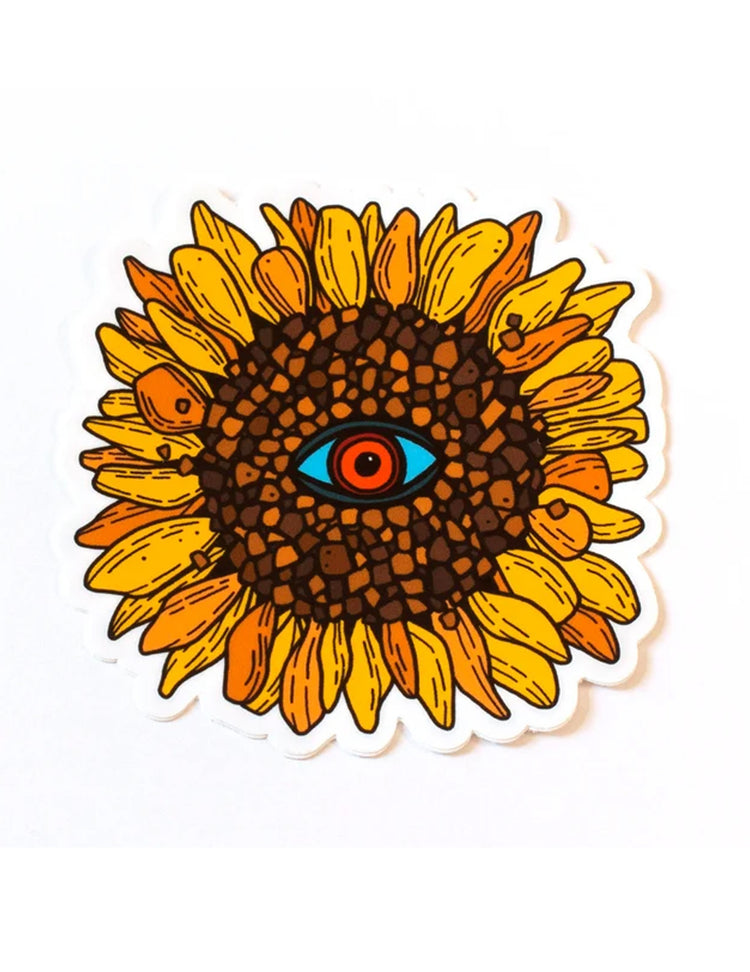 Des aimants et des autocollants pour tous les goûts ! Tournesol psychédélique. Vendus chez Tah-dah !