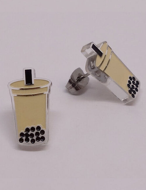 Ces boucles d'oreilles lilipop attireront des sourires! Thé aux bulles. Bubble tea. Vendues chez Tah-dah !