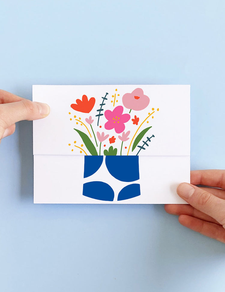 Carte dépliable - Vase de fleurs. Vendue chez Tah-dah !