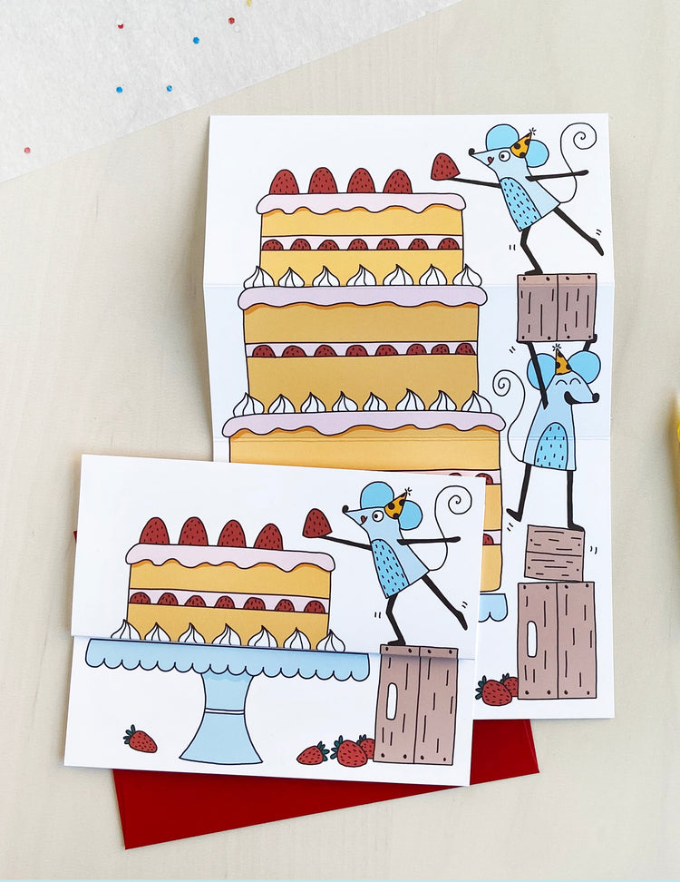 Carte dépliable - Gâteau d&