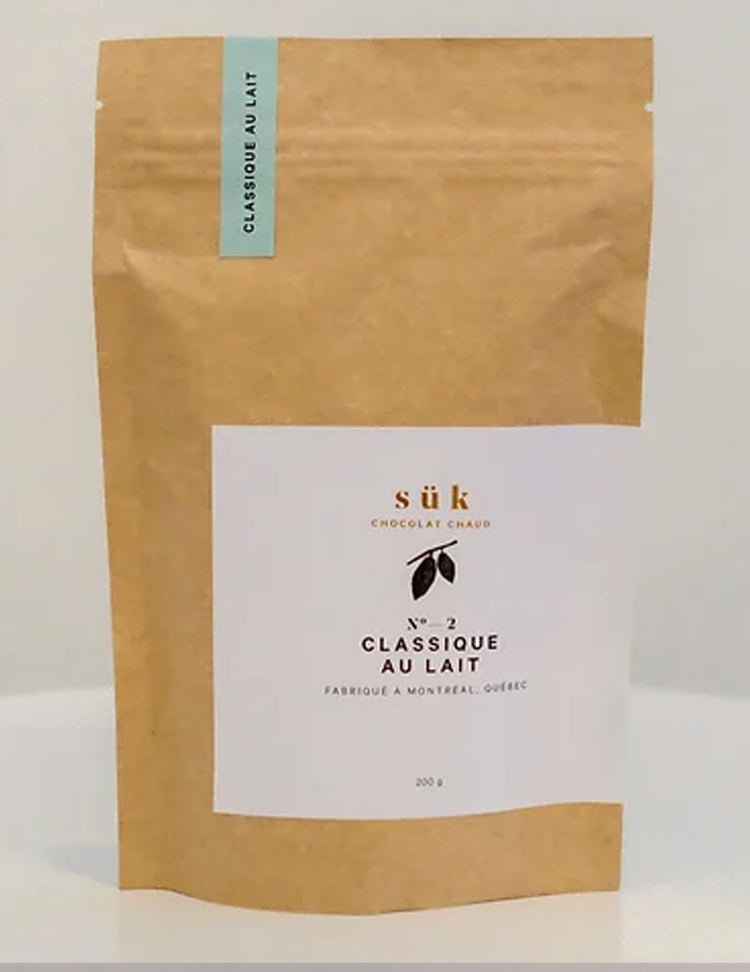 Chocolat chaud au classique au lait. Vendu chez Tah-dah!