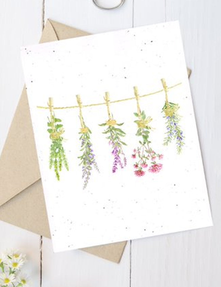Carte de souhaits plantable - Fleurs séchées. Vendue chez tah-dah !