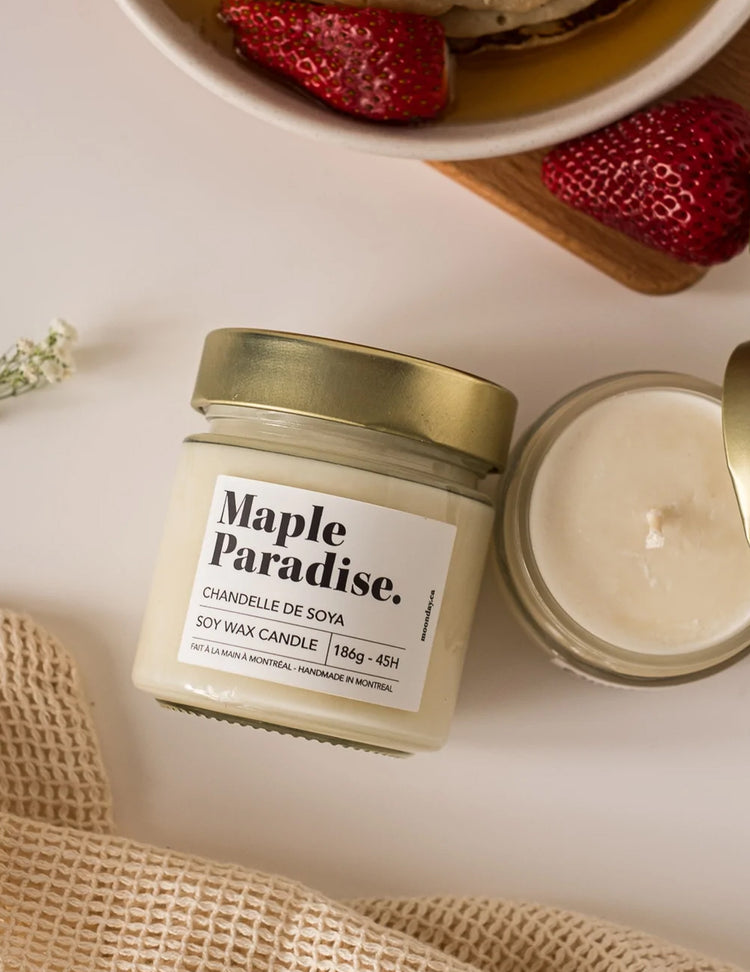 Bougie soja - Maple Paradise. Vendue chez Tah-dah !