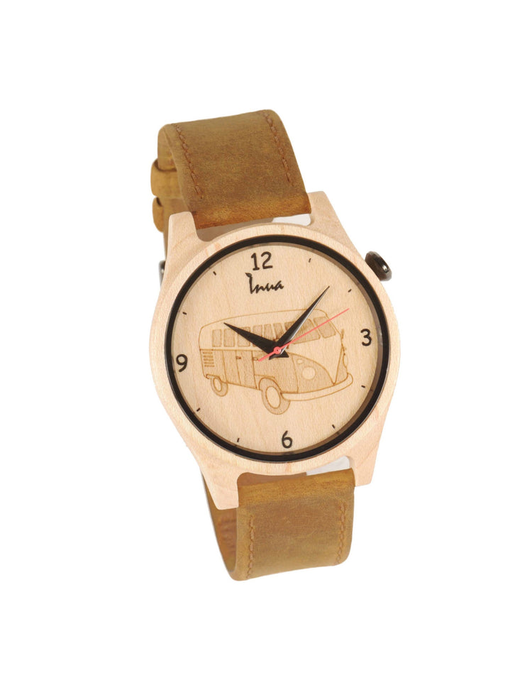 Montre en bois westfalia. Vendue chez Tah-dah !