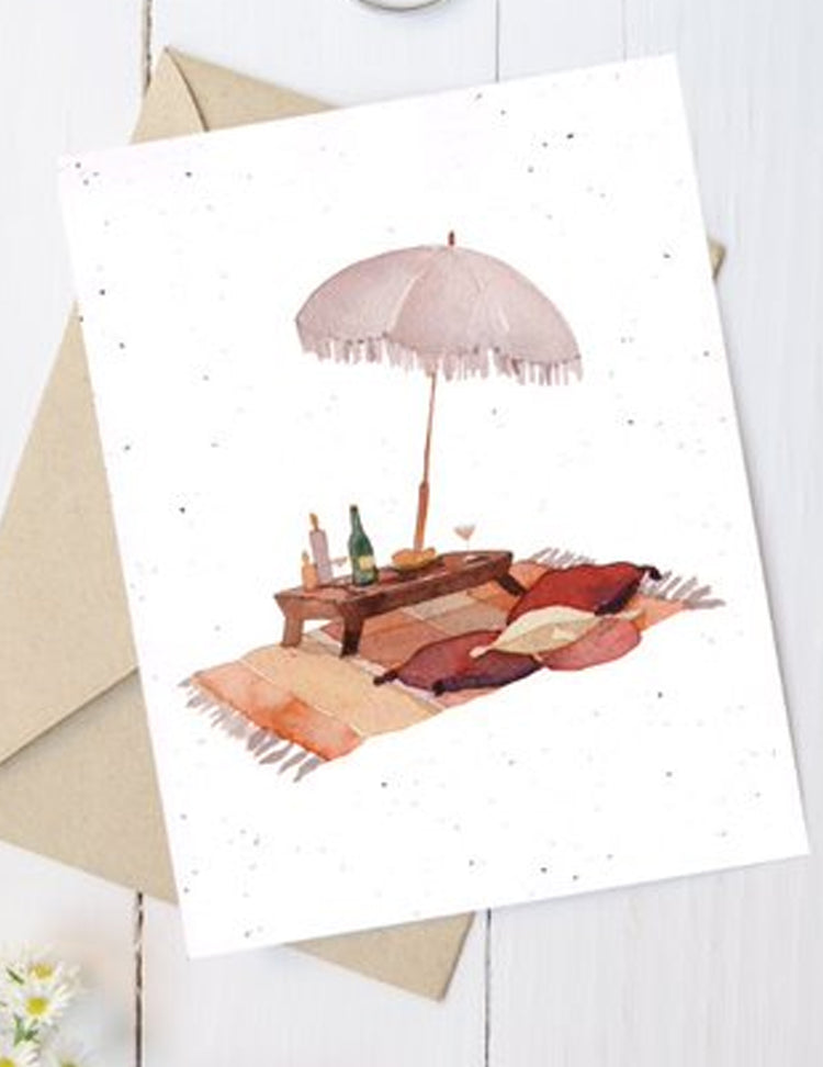 Carte de souhaits plantable - Repas détente. Vendue chez tah-dah !