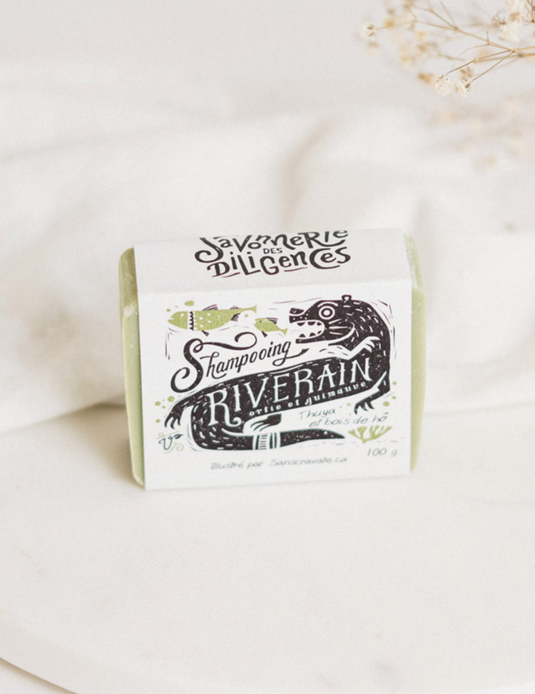 Shampoing naturel riverain. Vendu chez Tah-dah !