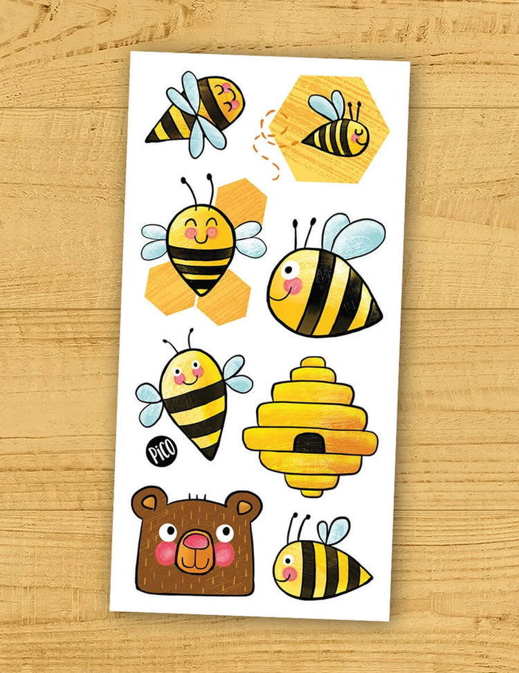 Tatouages temporaires pour enfants. Les abeilles. Vendus chez Tah-dah !
