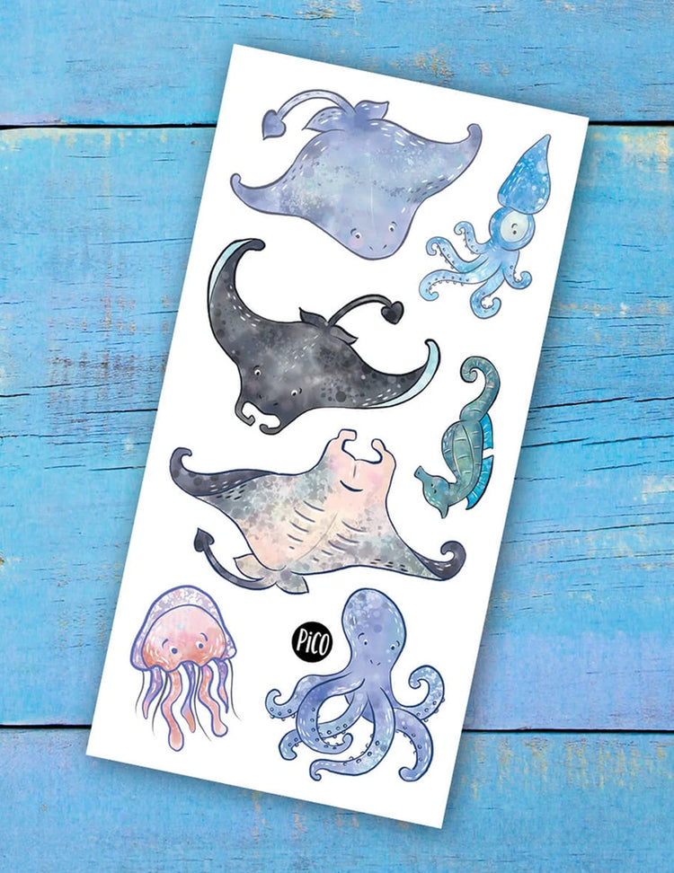 Tatouages temporaires pour enfants. Les raies. Vendus chez Tah-dah !