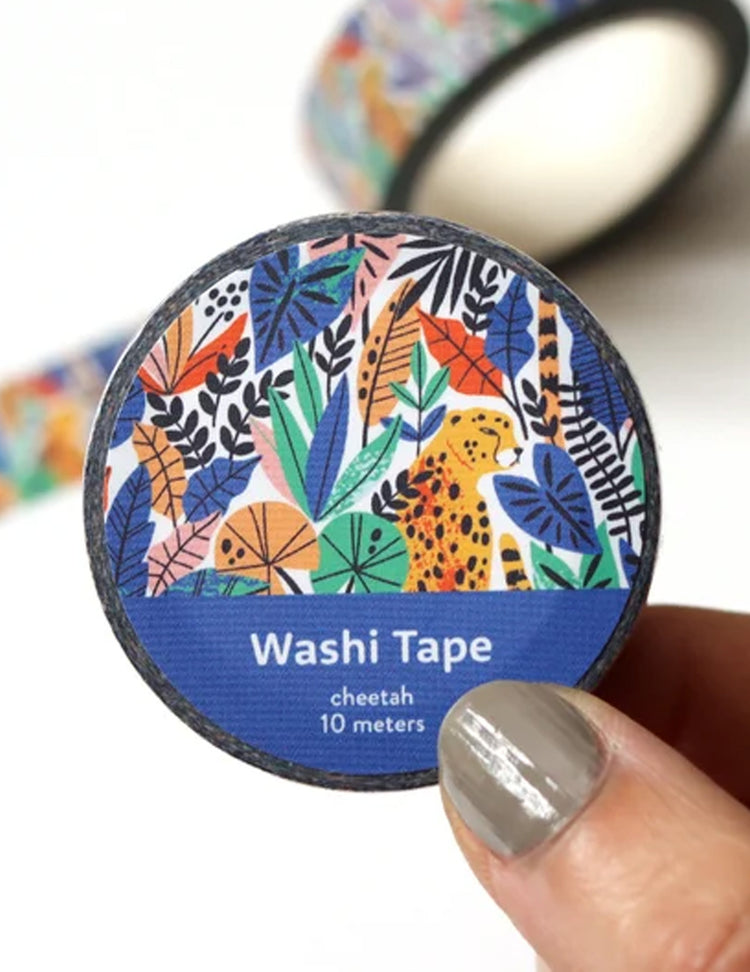 Du ruban adhésif washi pour vos cahiers de notes ou même votre bullet journal ! Guépard bleu. Vendu chez Tah-dah !