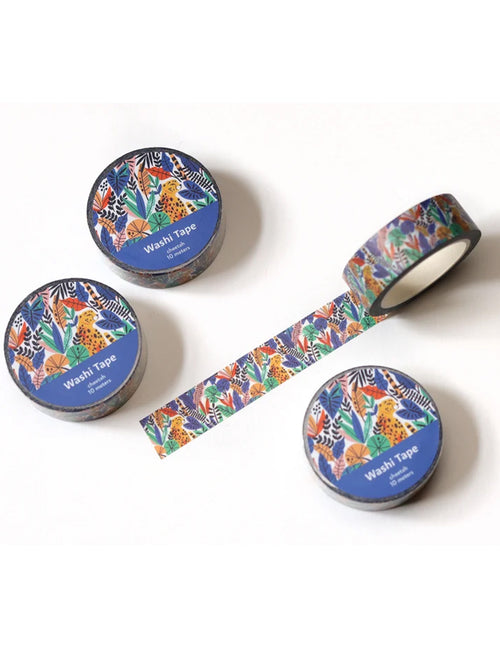 Du ruban adhésif washi pour vos cahiers de notes ou même votre bullet journal ! Guépard bleu. Vendu chez Tah-dah !