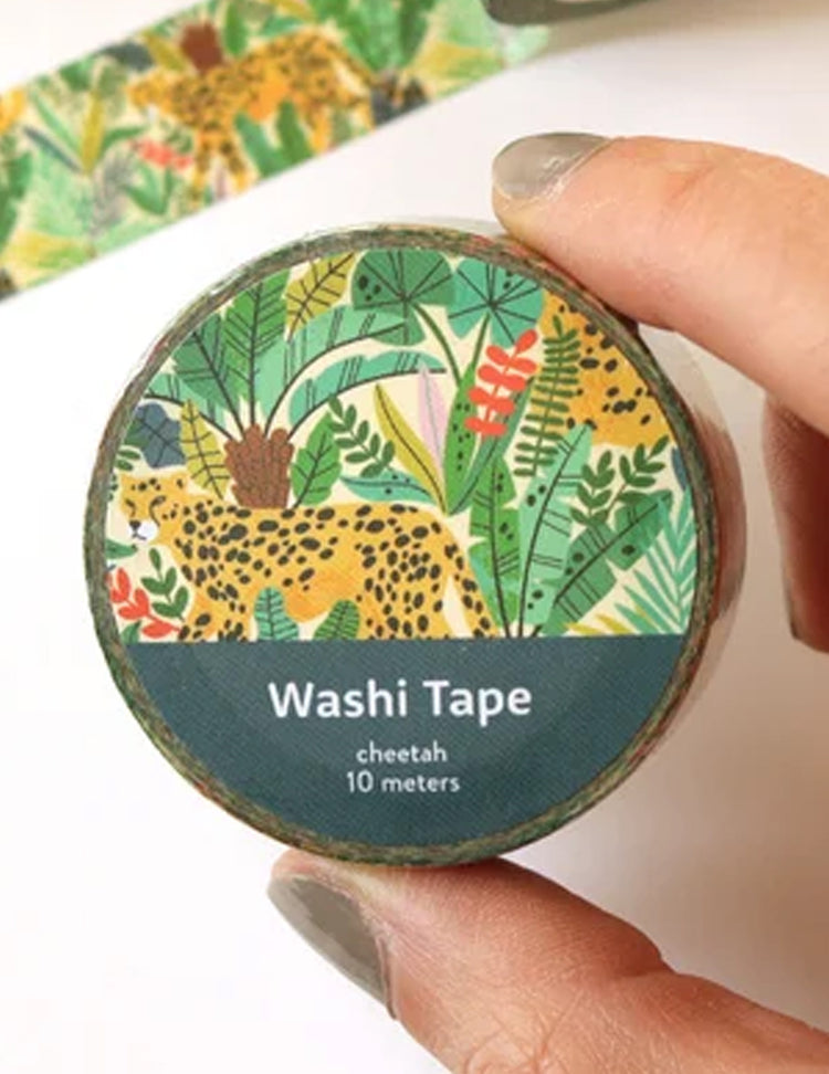 Du ruban adhésif washi pour vos cahiers de notes ou même votre bullet journal ! Guépard tropicale. Vendu chez Tah-dah !
