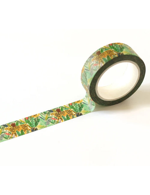 Du ruban adhésif washi pour vos cahiers de notes ou même votre bullet journal ! Guépard tropicale. Vendu chez Tah-dah !