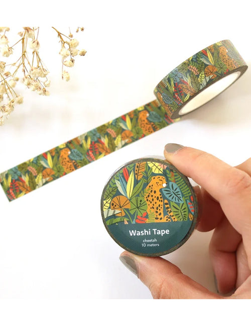 Du ruban adhésif washi pour vos cahiers de notes ou même votre bullet journal ! Guépard vert. Vendu chez tah-dah !