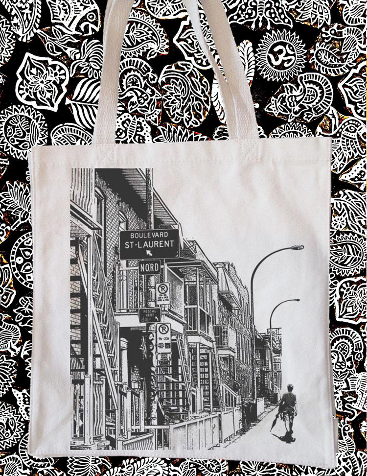 Rendez vos emplettes plus stylées avec ces sacs réutilisables.  Boulevard Saint-Laurent gris. Vendus chez Tah-dah ! 