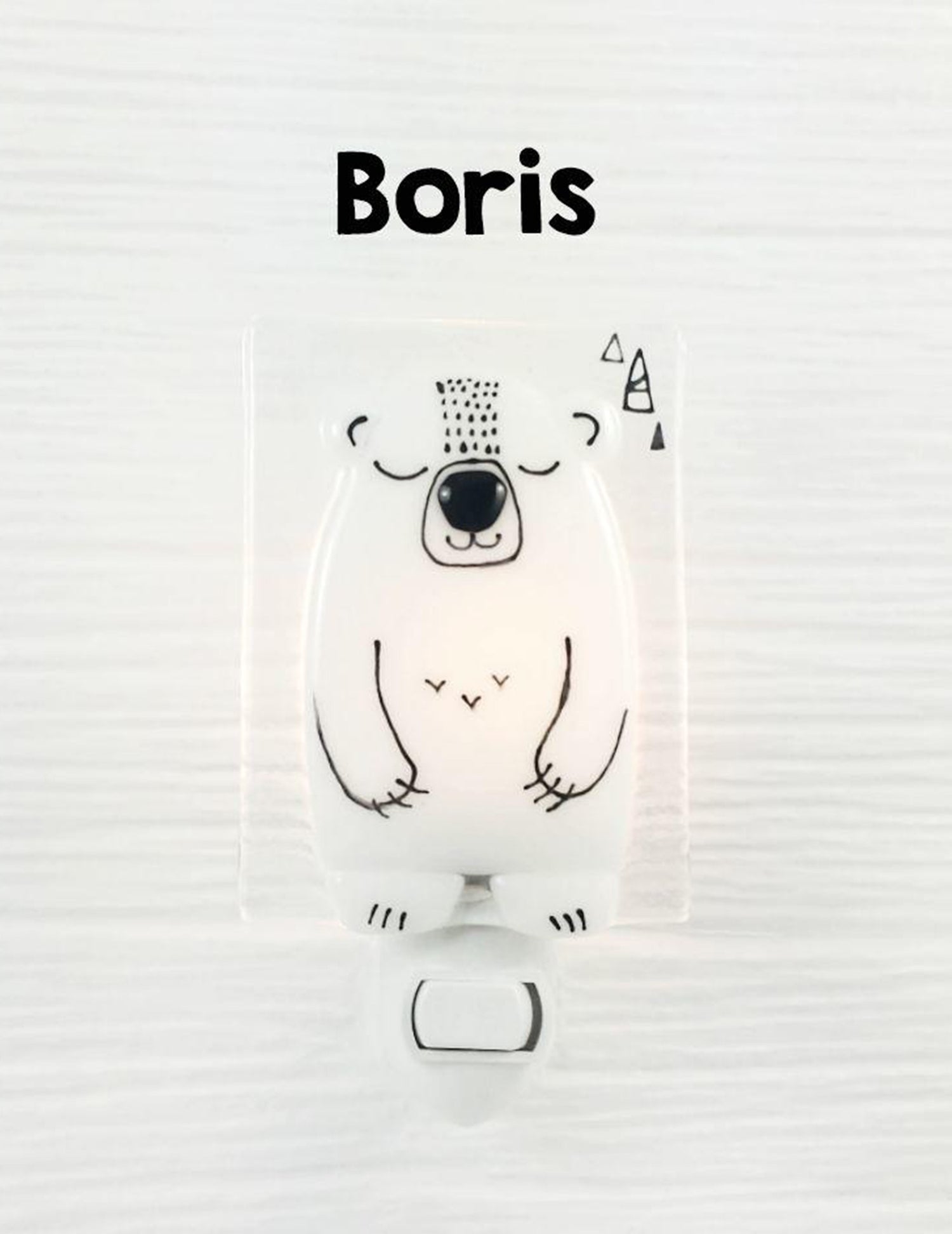 Veilleuse en verre ours polaire pour enfants. Vendue chez Tah-dah ! 