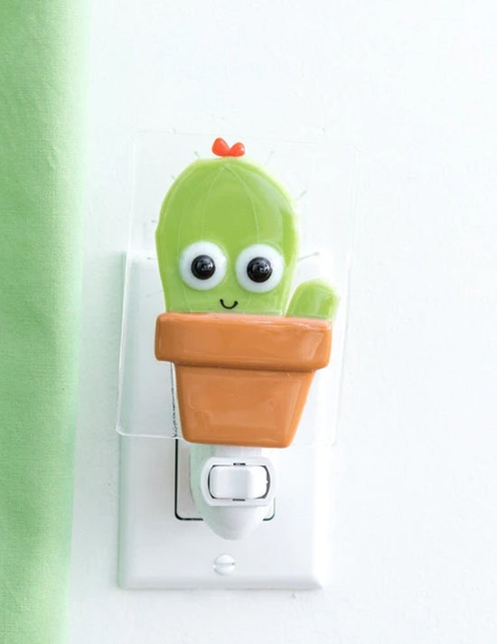 Veilleuse en verre pour enfants. Cactus Gus. Vendue chez Tah-dah !