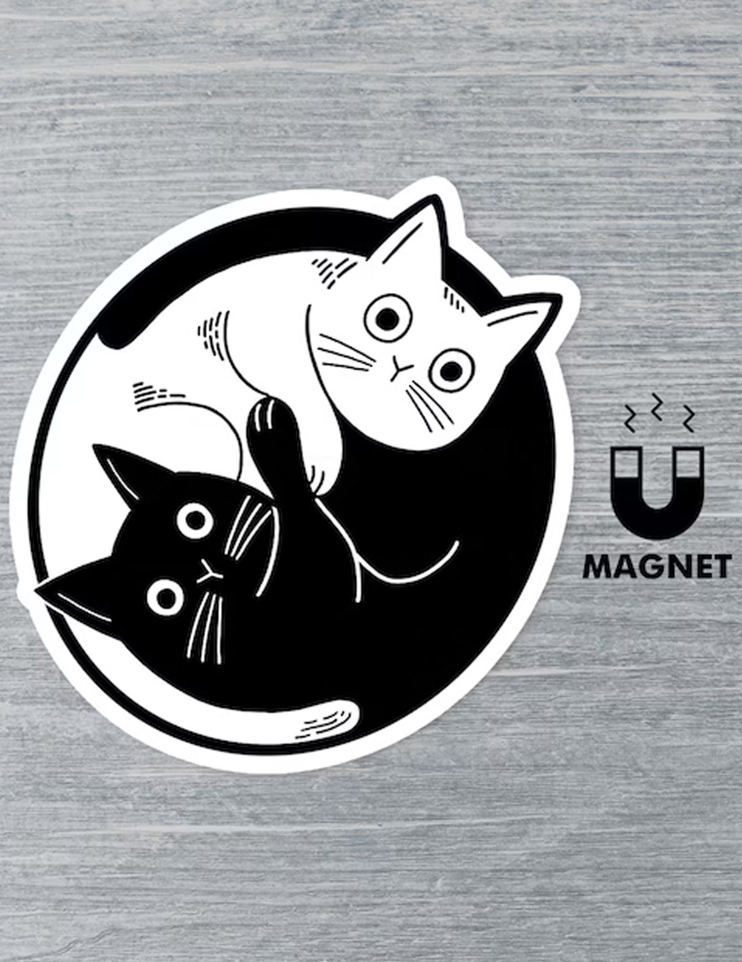 Aimant et autocollant - Chat Yin et Yang - RippleSplashStudio