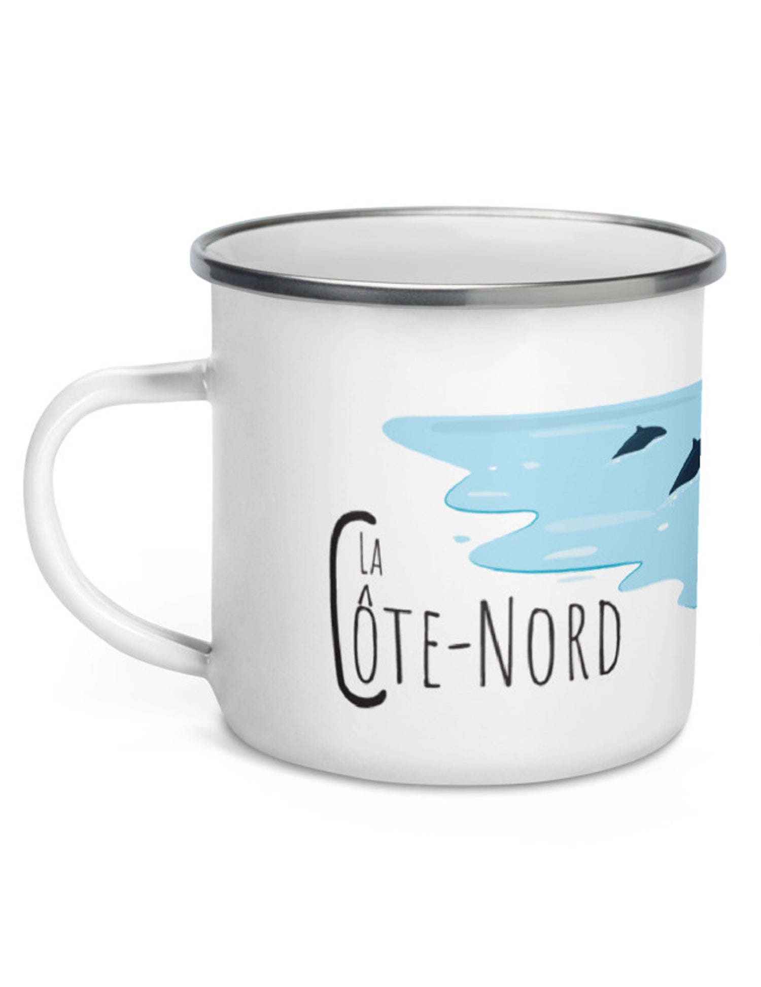 Tasse en émail région du Québec - La Côte-Nord en kayak. Vendue chez Tah-dah !