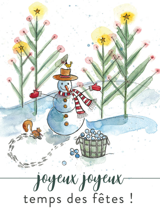 Carte de noël joyeux joyeux temps des fêtes. Vendue chez Tah-dah ! 