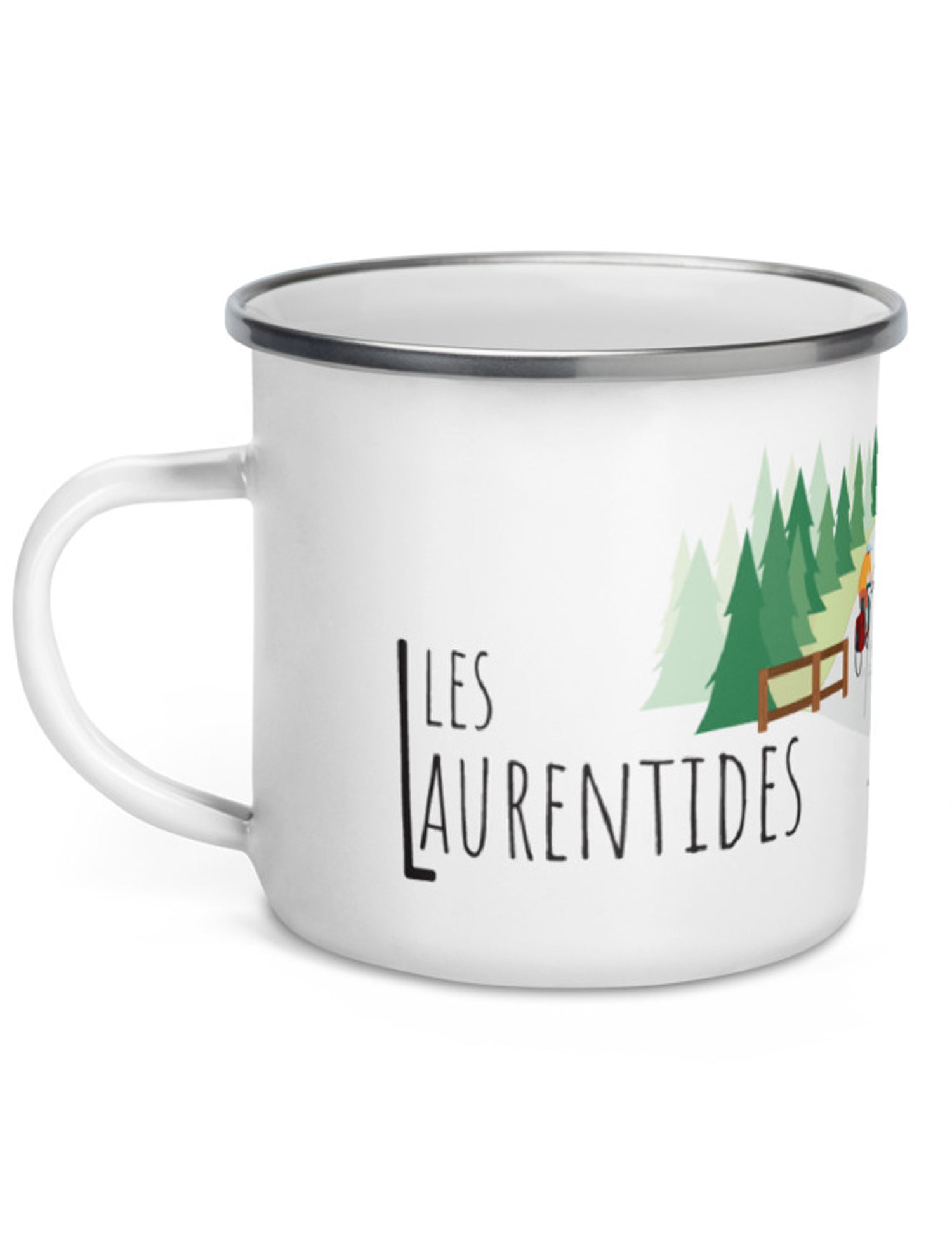 Tasse en émail région du Québec - Les Laurentides été. Vendue chez Tah-dah ! 