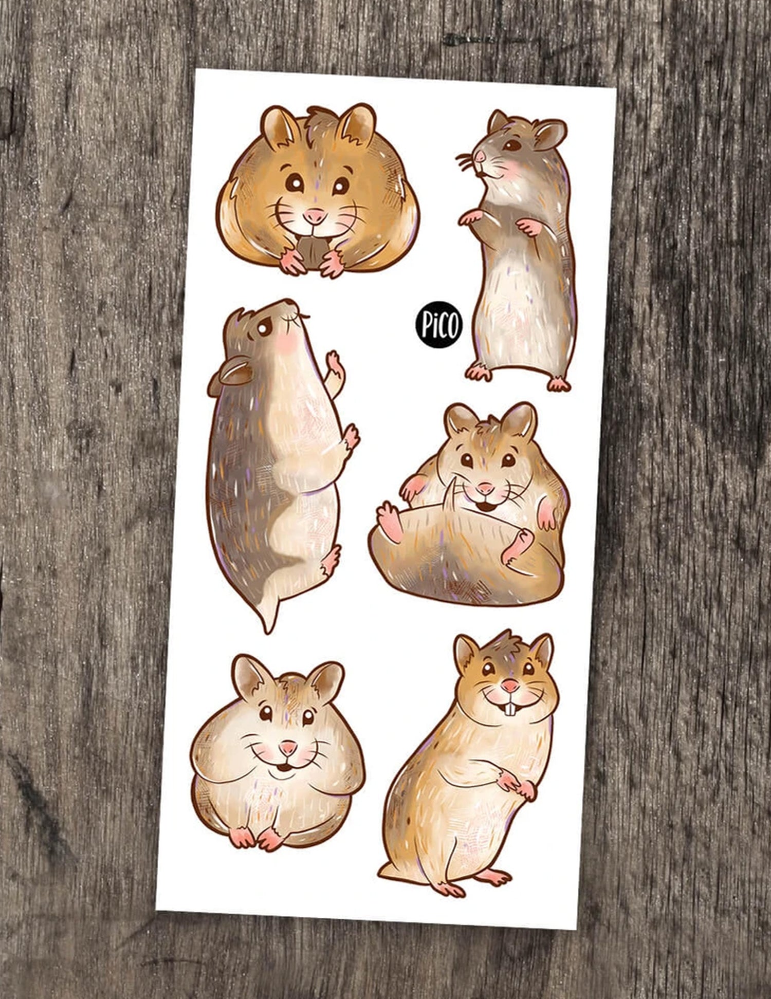 Tatouages temporaires pour enfants. Les hamsters. Vendus chez Tah-dah ! 
