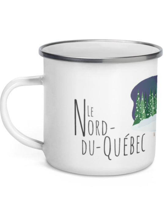 Tasse en émail région du Québec - Le Nord-du-Québec. Vendue chez Tah-dah !