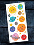 Tatouages temporaires pour enfants. Le système solaire. Vendus chez Tah-dah ! 