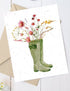 Carte de souhaits plantable - Bottines fleuries. Vendue chez Tah-dah ! 