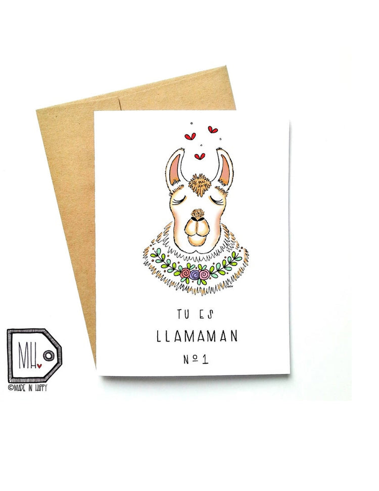 Carte de souhaits - Llamaman no 1. Vendue chez Tah-dah ! 