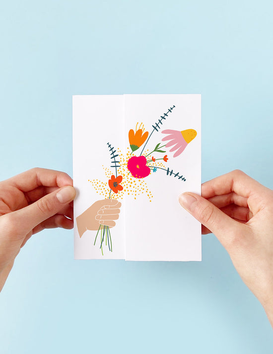 Carte dépliable - Bouquet de fleurs. Vendue chez Tah-dah ! 
