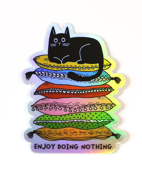 Des aimants et des autocollants pour tous les goûts ! Chat paresseux holographique. Vendus chez Tah-dah ! 