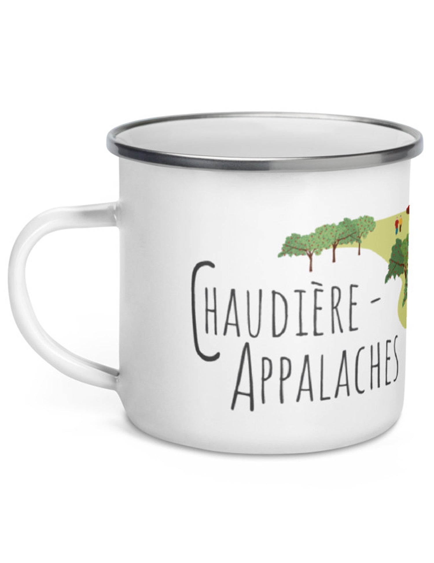 Tasse en émail région du Québec - Chaudière Appalaches. Vendue chez Tah-dah ! 